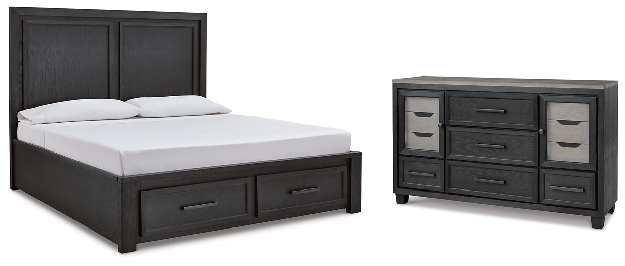 Foyland California King Panel Storage Bed with Dresser